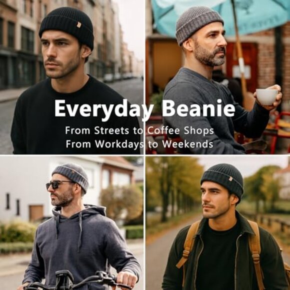 100% Merino Wool Fisherman Beanie Winter Hat for Men Women main image 6